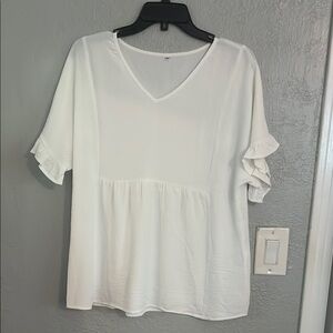 Babydoll Style White Women's Top
